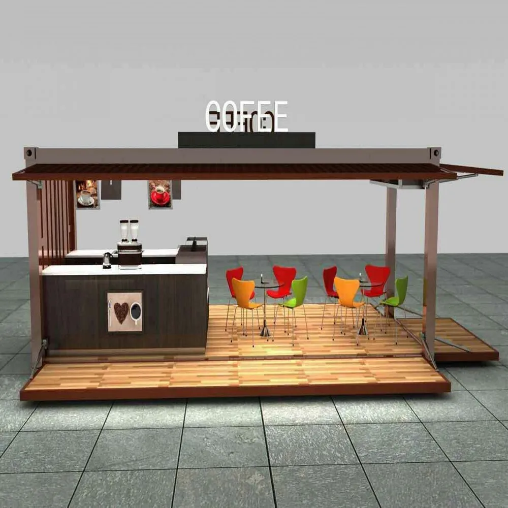 Customized portable high  food kiosk 20ft mobile restaurant prefabricated coffee shop for sale