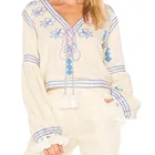 New Style Women Short Blouse Geometry Embroidery Long Sleeve Tops Fashion Ladies Plus Size Clothing STb-0720