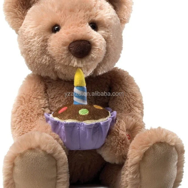 birthday teddy bear animated plush toys with a cake