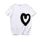 2019 your own design custom printed heart print white and black short sleeves round neck cotton summer t shirt women