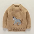 children's boy horse cotton o neck thick sweater pullover jumper