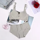 China wholesale comfortable breathable sheer 40c large size ladies candy breast massage seamless bra panty set