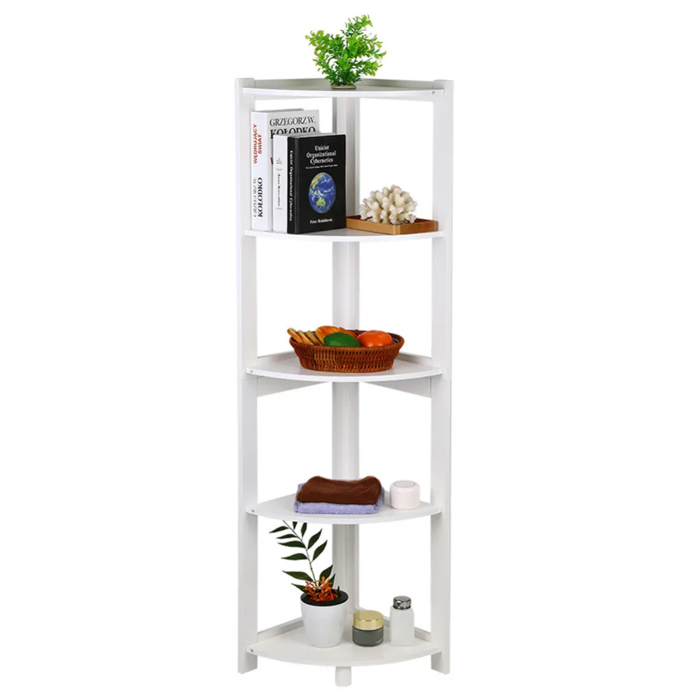 

2 Types 5-Tier Corner Bookshelf Storage Cabinet Bookcase Rack Organizer CD Office Home Living Room Book Decor