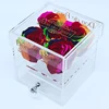 Hot Sale Clear Acrylic Luxury Gift Rose Flowers Small Drawer Box with Logo