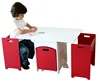 Red And White Used Kids Table And Chairs With Toy Storage Box