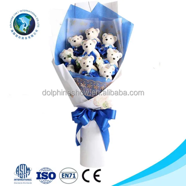 valentine wedding  gift 9pcs soft plush toy blue teddy bear