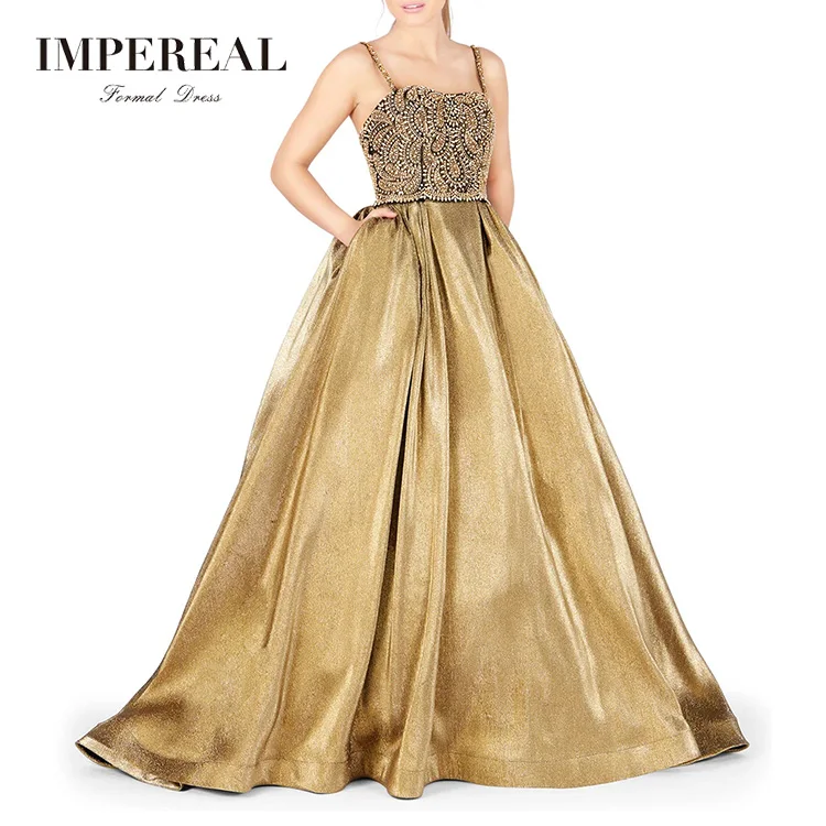 Slight Train Ball Gown Silhouette Beaded Bodice Satin Turkey Gold Dress Evening, Custom color
Slight Train Ball Gown Silhouette Beaded Bodice Satin Turkey Gold Dress Evening, Custom color