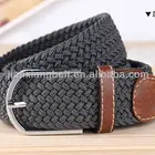 Unisex Mens Womens Elastic Cotton Stretch Braided Belt GREY/NAVY