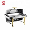 GRT-6801KSGH Gold Luxury Square Buffet 9L Chafing Dish With Glass Lid