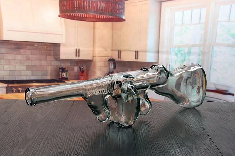machine gun glass wine bottle