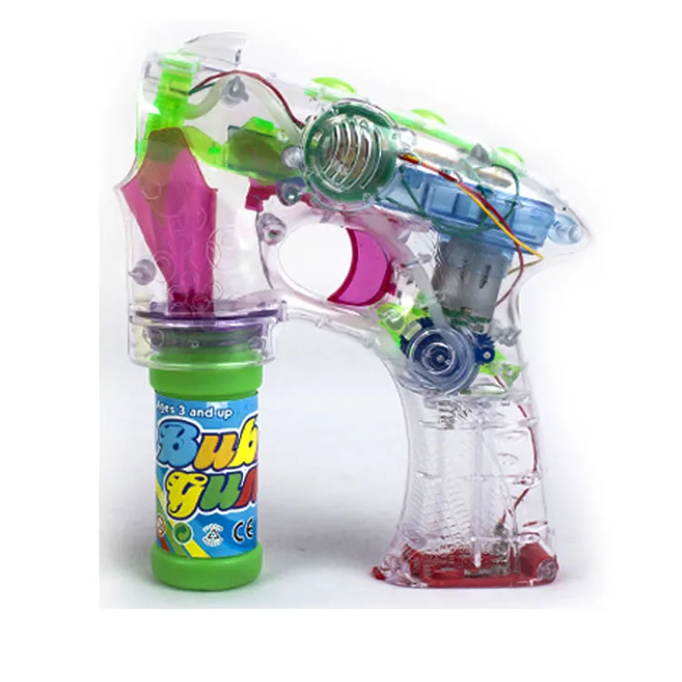 Hot Sale Bubble Gun Toy with Led Flashing Lights for Kids Plastic Blister Card PS Unisex Bubble Gun Wholesale Wedding Bubble Gun