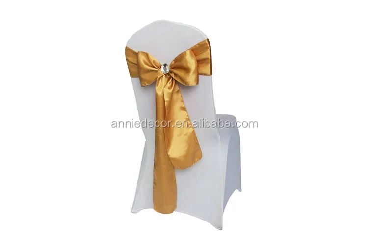 Hot sale beautiful gold satin wedding chair sashes with buckle