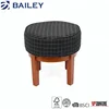 lattice cotton fabric round ottoman wooden footstool
