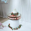 Banquet wedding furniture glass top stainless steel crystal cake table WCT005
