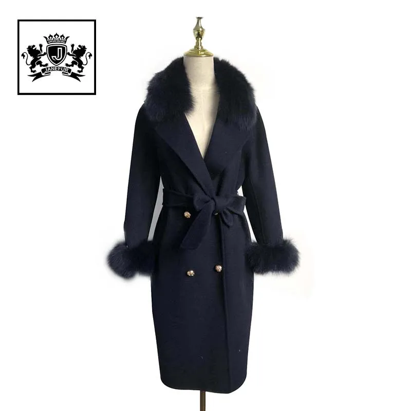 wool coat with fox fur collar