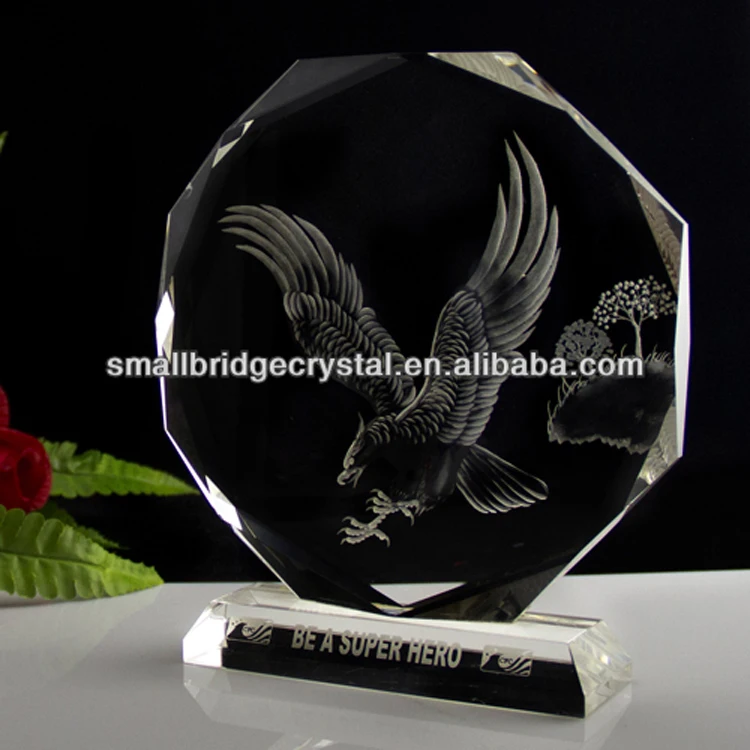 Producto al por mayor K9 cristal de cristal iceberg águila en blanco trofeo de cristal-21