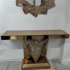 Fashionable design mirrored console table with crushed diamond