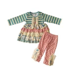 Children Clothing Factory Winter Kids Clothes Outfits With Flower On Hand Strip Ruffle Legging