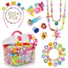 Pop Beads - 500+Pcs DIY Jewelry Making Kit for Toddlers 3, 4, 5, 6, 7 ,8 Year Old, Kids Pop Snap Beads Set to Make Hairband, Nec