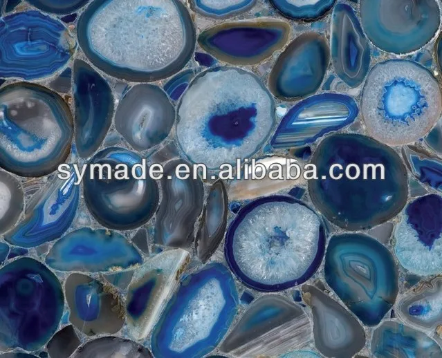 semiprecious stone slab/ solid blue agate slab/ colored agate