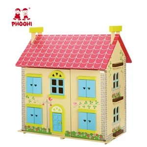 gifts pretend play house game toy flower diy wooden dollhouse