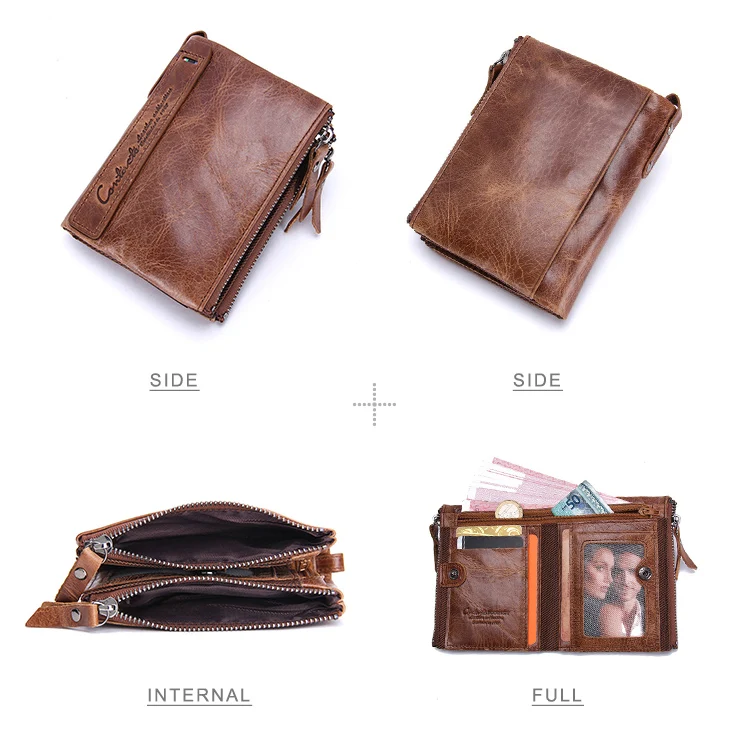 Contact's Genuine Leather Wallet for Men RFID Blocking Bifold with 2 Note Slots and 2 Coin Pockets