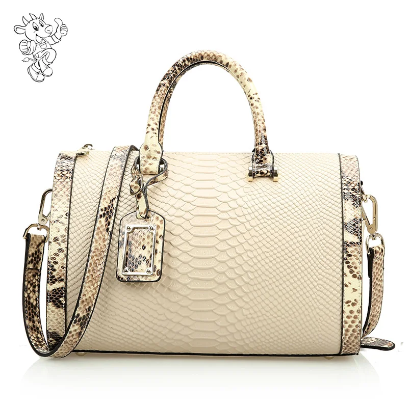 Luxury Brand Boston Snake Pattern Genuine Leather Ladies Shoulder Bags Tote Handbags For Women 2019
Luxury Brand Boston Snake Pattern Genuine Leather Ladies Shoulder Bags Tote Handbags For Women 2019