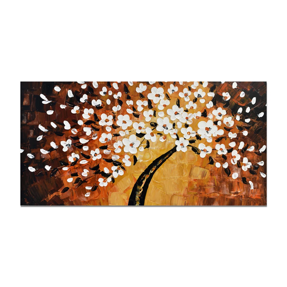 Современные 3D Ножи Золотой дерево холст абстрактный Цвет Настенный Декор Цветок картина маслом