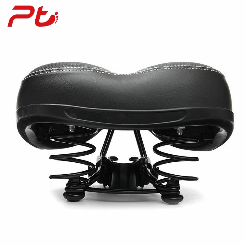 Non-slip PVC Leather Bicycle Saddle Elastic Spring Bike Seat Cycling Thick Spone Wide Soft Big Saddle, Black 
Non-slip PVC Leather Bicycle Saddle Elastic Spring Bike Seat Cycling Thick Spone Wide Soft Big Saddle, Black
