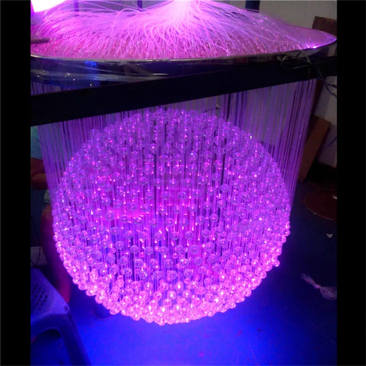 Hall decoration fiber optic chandelier with a ball shape light, banquet hall lighting