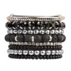 8 pieces per set Fashion rhodium cup chain lava stone stretch stacks beads bracelet set