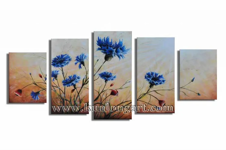 Free Shipping Framed 100% Handmade Flower Modern Art Canvas Oil Painting 5 panels/set Wall Decor Home Decoration (KLFL5-0008)