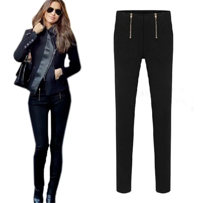 2015 Summer Style Slim Women Pencil Skinny Pants Fashion High Waist Pantalones White Candy Color Trousers Women Plus Size S-3XL
