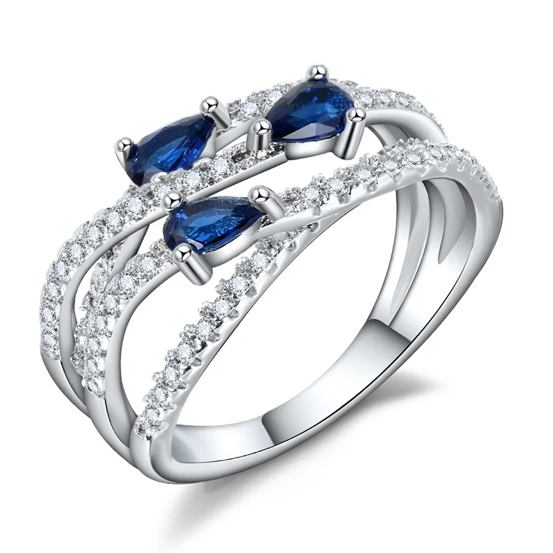 Blue stone Noble jewelry new product wedding ring diamond wedding engagement three stone ring, White zircon three stone ring
Blue stone Noble jewelry new product wedding ring diamond wedding engagement three stone ring, White zircon three stone ring
