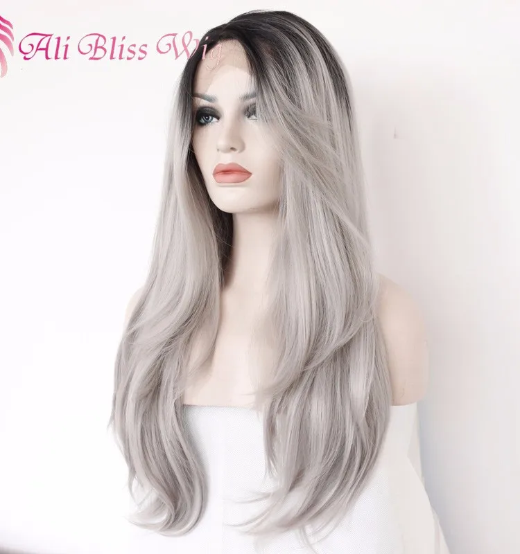 22 Heat Resistant Fiber Hair Natural Scalp Thick Long Wavy Silver