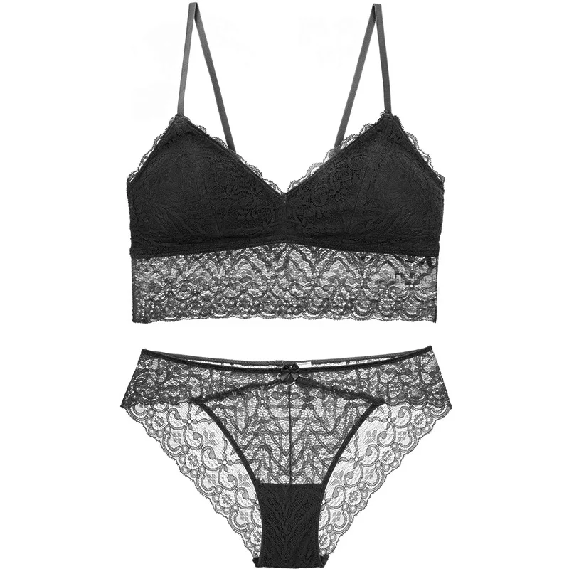 Women S Sexy Triangle Cup Lingerie Set Crochet Tank Camisole Lace Vest