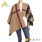 Soft Luxurious Cashmere Oversize Poncho Cardigan Knitted Jacquard House Check Fashion Sweater