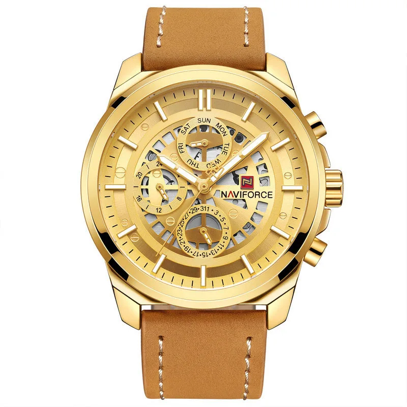 Naviforce-9129 Fashion Gold Case Men Hand Watches PU Strap Quartz Business Men Wrist Watch with Waterproof, Mix color
Naviforce-9129 Fashion Gold Case Men Hand Watches PU Strap Quartz Business Men Wrist Watch with Waterproof, Mix color