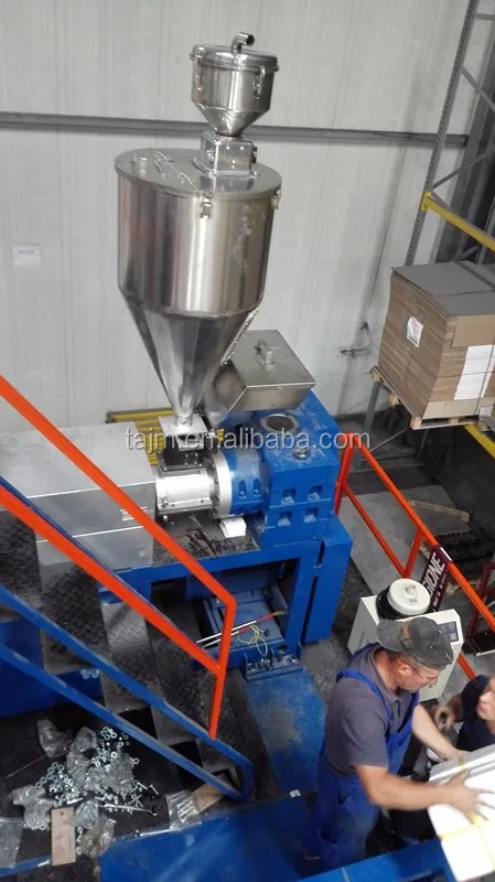 extruding head →melt pipe with static mixer→