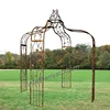 Iron Wedding Arch with decorative birds, Metal Garden pavilion gazebo