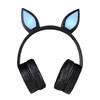 New High-end small wireless LED seven-color flashing Blue-tooth rabbit headphones for kids