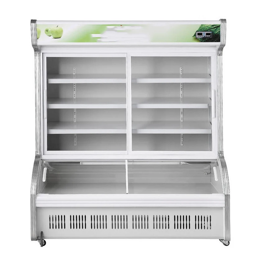 Cold Food Display Refrigerator 2 Glass Door Defrost Freezer Upright for Fruit and Vegetables China Manufacturer