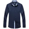 Navy Blue Formal Wear 100% Cotton Slim Fit Latest Formal Shirt Designs For Men