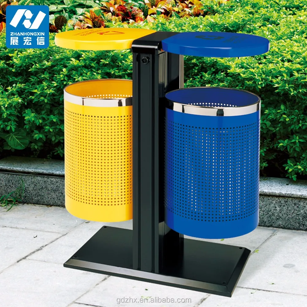 Steel Trash Bin/iron Dustbin/outdoor Recycle Metal Park Trash Container