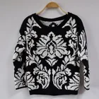 Warm Pullover Jumper Crew Neck Lady Jacquard Knit Sweater