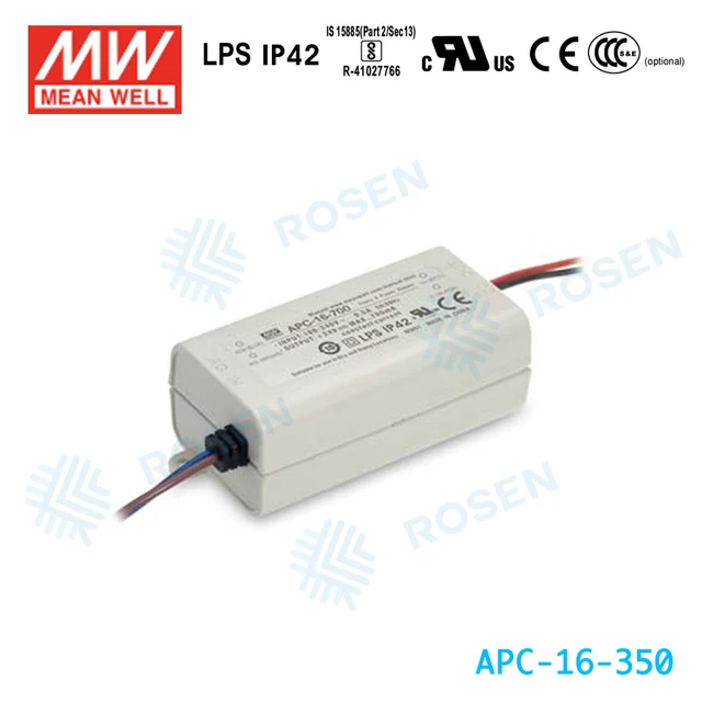ORIGINAL Meanwell APC-16-350 16W 350mA IP42 AC-DC Small and compact size LED Switch Power Supply