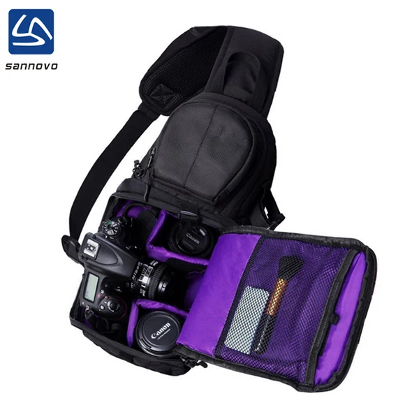 wholesale black waterproof dslr photo bag with padded crossbody strap