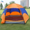 hexagon color orange 3-4 person outdoor camping tent