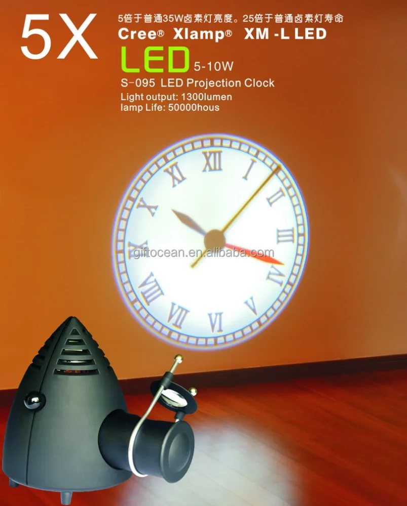 needle pointer LED projection wall clock, corporate gift clock