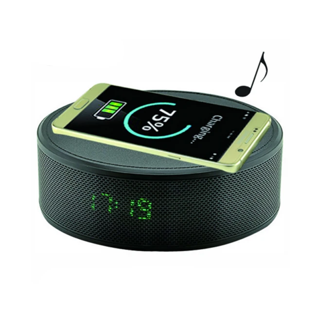 Latest product 2018 wireless charger bluetooth speaker with alarm clock qi charging - ANKUX.COM